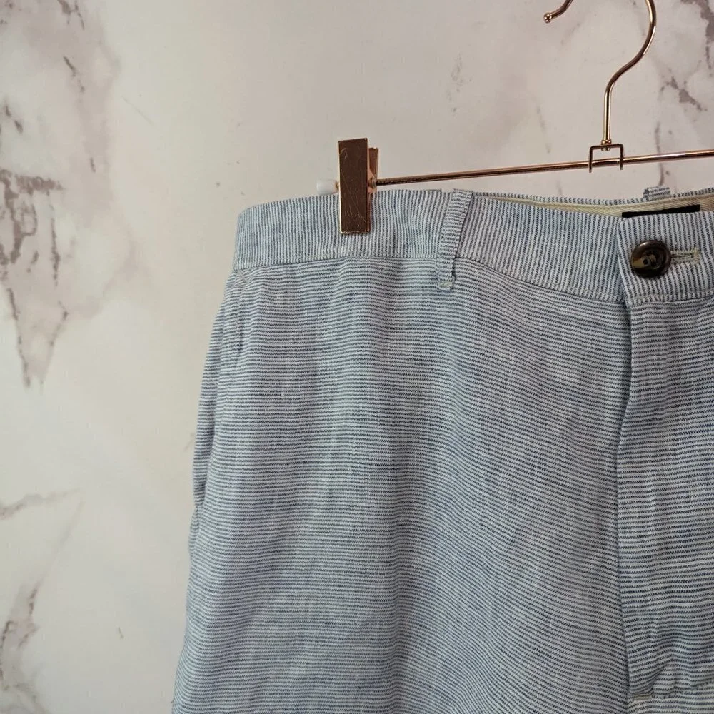 J Crew Shorts Mens 35 Striped 9 Inch Linen Beach Vacation Summer Cooling Whick